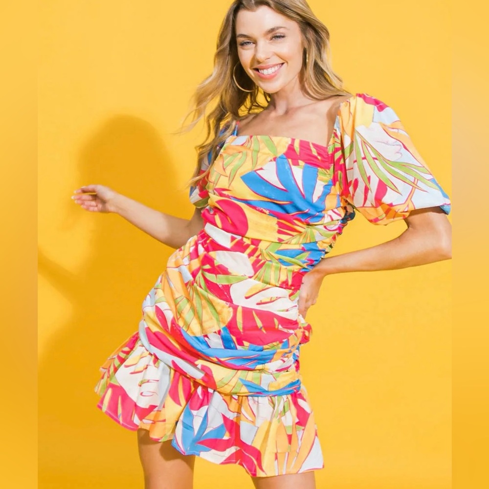 Flying Tomato tropical print mini dress